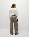 Crepe Tab Detail Wide Leg Trousers
