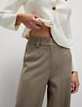 Crepe Tab Detail Wide Leg Trousers