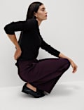 Crepe Tab Detail Wide Leg Trousers
