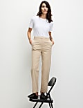 Cotton Rich Straight Leg Ankle Grazer Trousers