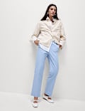 Cotton Rich Straight Leg Ankle Grazer Trousers