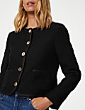 Tweed Relaxed Collarless Short Jacket