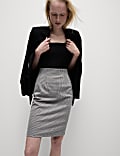 Jersey Checked Knee Length Pencil Skirt