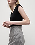 Jersey Checked Knee Length Pencil Skirt