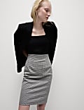 Jersey Checked Knee Length Pencil Skirt