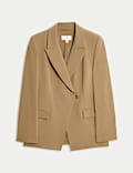 Twill Tailored Cinched Waist Blazer
