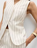Striped V-Neck Longline Waistcoat