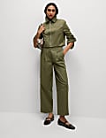 Pure Cotton Twill Barrel Leg Trousers