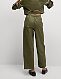 Pure Cotton Twill Barrel Leg Trousers