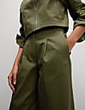 Pure Cotton Twill Barrel Leg Trousers