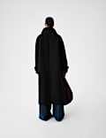 Funnel Neck PU Trim Longline Coat