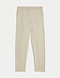 Cotton Blend Slim Fit Ankle Grazer Trousers