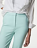 Cotton Blend Slim Fit Ankle Grazer Trousers