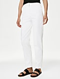 Cotton Blend Slim Fit Ankle Grazer Trousers