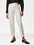 Cotton Rich Geometric Slim Fit Ankle Grazer Trousers
