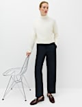 Woven Straight Leg Trousers with Stretch