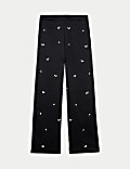 Satin Elasticated Waist Wide Leg Trousers