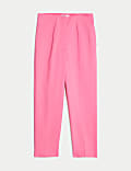 Cotton Blend Slim Fit Cropped Trousers