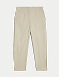 Cotton Blend Slim Fit Cropped Trousers
