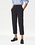Cotton Blend Slim Fit Cropped Trousers
