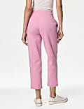 Cotton Blend Slim Fit Cropped Trousers