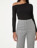 Cotton Rich Geometric Slim Fit Cropped Trousers