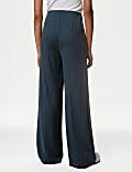 Jersey Wide Leg Trousers with Stretch