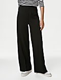 Jersey Wide Leg Trousers with Stretch