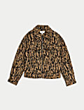 Μάλλινο τζάκετ με μεγάλες τσέπες με animal print