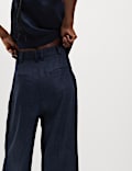 Linen Rich Twill Wide Leg Trousers