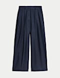 Linen Rich Twill Wide Leg Trousers