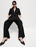 Linen Rich Twill Wide Leg Trousers