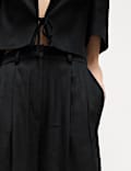 Linen Rich Twill Wide Leg Trousers