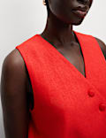 Linen Rich Twill Textured Asymmetric Waistcoat