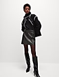 Leather Look Mini A-Line Skirt