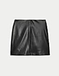 Leather Look Mini A-Line Skirt