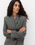 Pinstripe Double Breasted Blazer with Wool