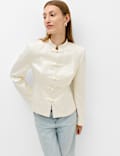 Blazer texturizado de aspecto satinado