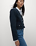 V Neck Fringe Tweed Jacket