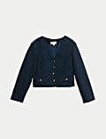 V Neck Fringe Tweed Jacket