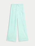 Pantalon en satin Aïd jacquard coupe large