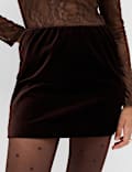Cotton Velvet Mini A Line Skirt