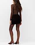 Cotton Velvet Mini A Line Skirt