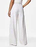 Linen Rich Pleated Wide Leg Trousers