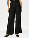 Pantalon plissé coupe large en lin