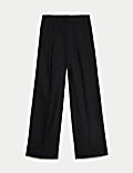 Pantalon plissé coupe large en lin