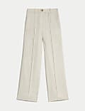 Linen Blend Wide Leg Trousers