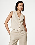 Linen Blend Tailored Waistcoat