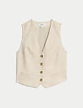 Linen Blend Tailored Waistcoat