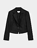 Linen Blend Revere Collar Cropped Blazer